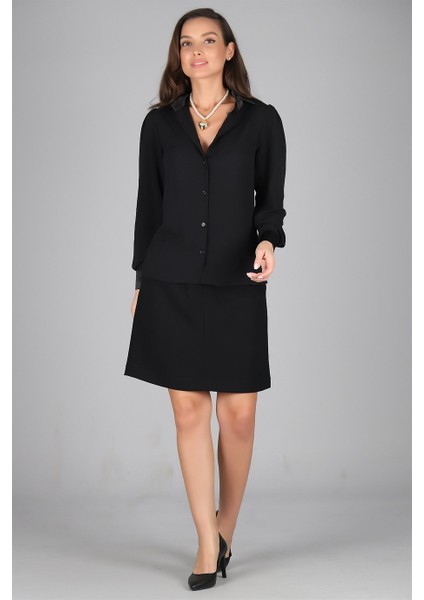 Sweetness Kadın Siyah Saten Detaylı Krep Gömlek fiyatları