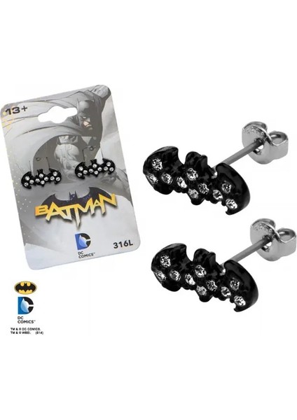 Sales One Body Vibe Dc Comics Siyah Kaplama Batman Clear Gems Geçmeli Küpe