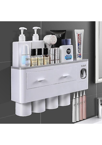 Diş Fırçası Tutucular Cam Suit Banyo Diş Temizleyicileri Duvara Monte Diş Fırçası Tutucu Diş Macunu Dispenseri (Yurt Dışından)