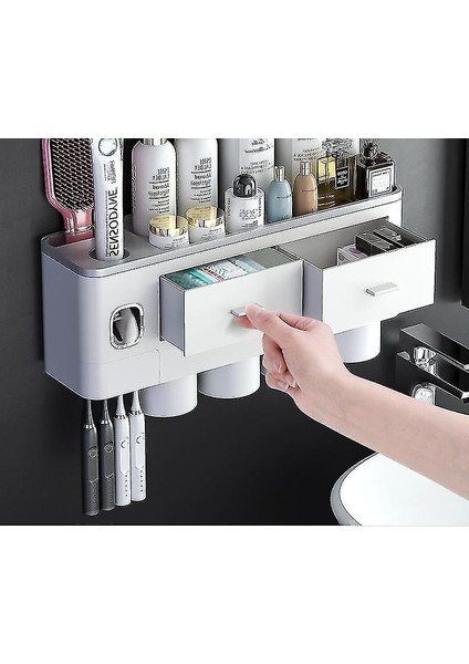 Diş Fırçası Tutucular Cam Suit Banyo Diş Temizleyicileri Duvara Monte Diş Fırçası Tutucu Diş Macunu Dispenseri (Yurt Dışından)