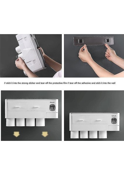 Diş Fırçası Tutucular Cam Suit Banyo Diş Temizleyicileri Duvara Monte Diş Fırçası Tutucu Diş Macunu Dispenseri (Yurt Dışından)