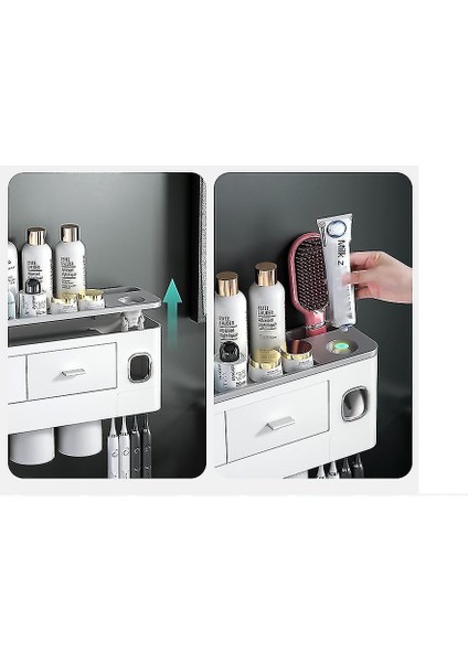 Diş Fırçası Tutucular Cam Suit Banyo Diş Temizleyicileri Duvara Monte Diş Fırçası Tutucu Diş Macunu Dispenseri (Yurt Dışından)