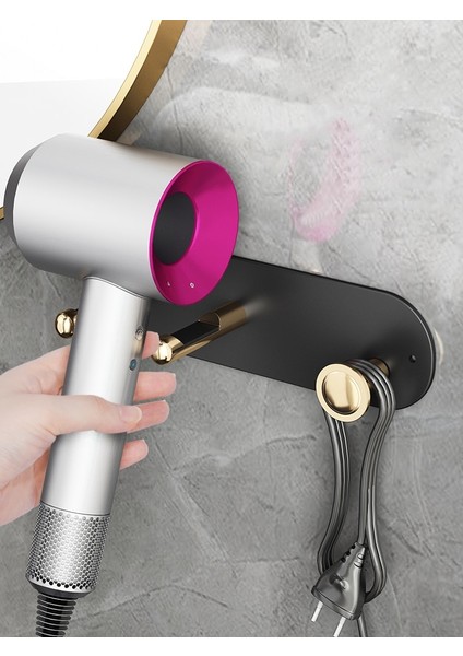 Tuvalet Saç Kurutma Makinesi Raf Banyo Vanity Duvar Asılı Yumruk Depolama Raf Saç Kurutma Makinesi Asılı Raf (Yurt Dışından) fırsatları