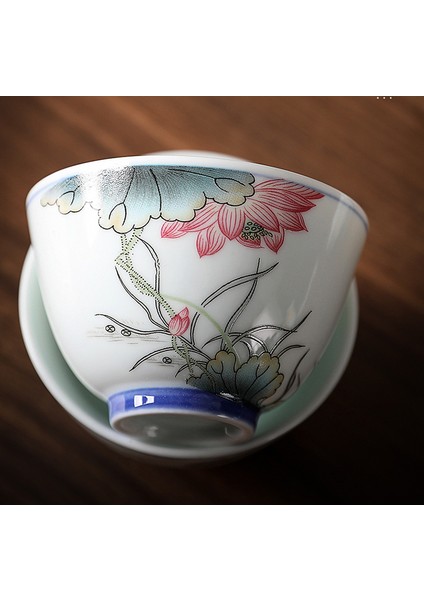 Sanlindou 90 ml Kapasiteli 6 Adet Mürekkep Desen Çay Fincan Seti - Beyaz (Yurt Dışından)