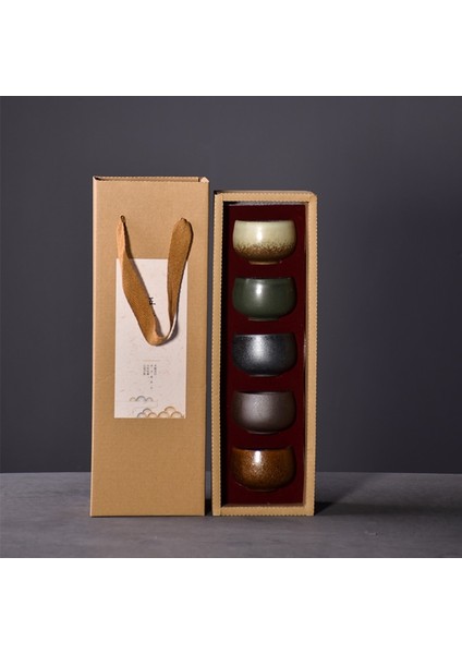 80ml 5'li Seramik Çay Fincanı Seti - Çok Renkli (Yurt Dışından)