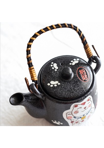 Şanslı Kedi Çay Seti Japon Tarzı El Boyalı Yaratıcı Seramik Ev Hediye Kutusu 1 Pot + 4 Fincan Kung Fu Çay Seti Için Set | Teaware Setleri (Yurt Dışından)