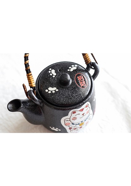 Şanslı Kedi Çay Seti Japon Tarzı El Boyalı Yaratıcı Seramik Ev Hediye Kutusu 1 Pot + 4 Fincan Kung Fu Çay Seti Için Set | Teaware Setleri (Yurt Dışından)