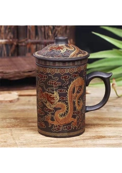 El Yapımı Yixing Ejderha / Güzellik Mor Kil Çay Kupa Kapak ve Çay ile Demlik Çay Bardağı Ofis Su Kupası Hediye Kupa Drinkware | Teacups (Yurt Dışından)