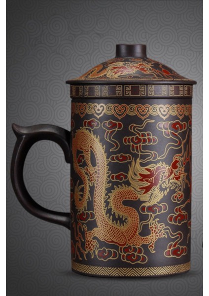 El Yapımı Yixing Ejderha / Güzellik Mor Kil Çay Kupa Kapak ve Çay ile Demlik Çay Bardağı Ofis Su Kupası Hediye Kupa Drinkware | Teacups (Yurt Dışından)
