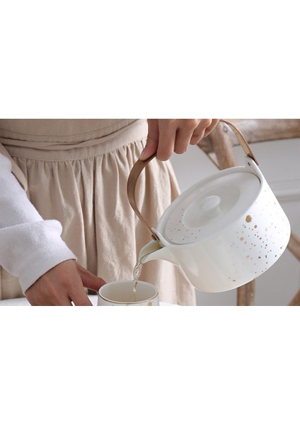 Nordic Koyu Yeşil Beyaz Phnom Penh Beş Parça Çay Seti Ahşap Palet Mat Çaydanlık Bardak Ev Kullanımı Oturma Odası 1 Pot 4 Bardak | Teaware Setleri (Yurt Dışından)