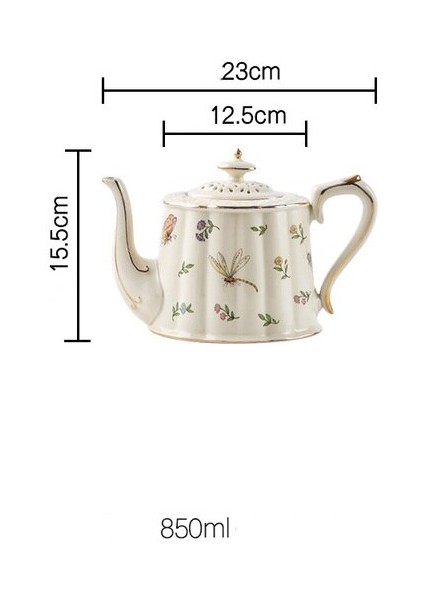 Fincan Avrupa Tarzı Çiçek Çay Kahve Fincanı Tabağı Su Isıtıcısı Seti Retro Pastoral Retro Set Saray Tarzı Seramik Pot Kupası (Yurt Dışından)