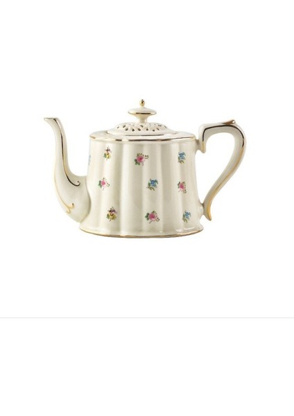 Fincan Avrupa Tarzı Çiçek Çay Kahve Fincanı Tabağı Su Isıtıcısı Seti Retro Pastoral Retro Set Saray Tarzı Seramik Pot Kupası (Yurt Dışından)