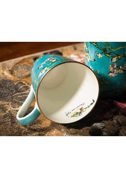 Van Gogh Boyama Kemik Çini Kahve Fincanı Daire 1.3l Çaydanlık Şeker Tankı 400 ml Çay Kupa Süt Pot 8 Inç Biftek Tatlı Plaka | Teaware Setleri (Yurt Dışından)
