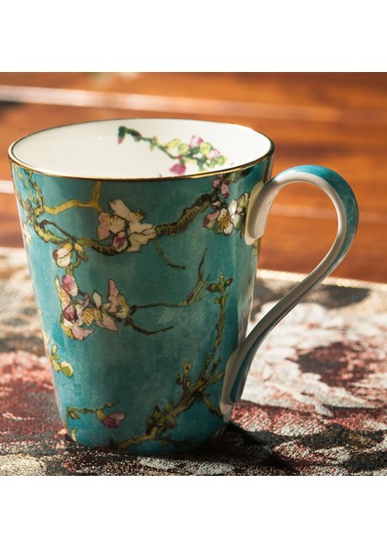 Van Gogh Boyama Kemik Çini Kahve Fincanı Daire 1.3l Çaydanlık Şeker Tankı 400 ml Çay Kupa Süt Pot 8 Inç Biftek Tatlı Plaka | Teaware Setleri (Yurt Dışından)