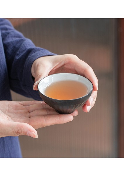 El Yapımı Çömlekçilik Teacups Basit Siyah Seramik Kupası Tatlayan Küçük Antik Çay Kupası Porselen Şerit Ev Jogo De Cha Teaware AC50TC | Teaware Setleri (Yurt Dışından)