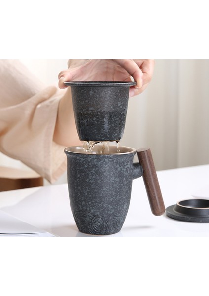 Kapak Çay ve Su Ayırma ile Seramik Kupa Filtre Çay Bardağı Kahve Fincanı Kişisel Fincan Iş Hediye Fincan (Yurt Dışından)