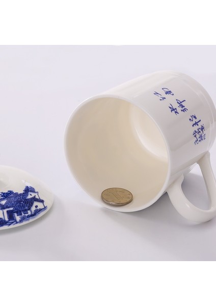 Çin Tarzı Kemik Çini Jingdezhen Mavi ve Beyaz Porselen Çay Bardağı Ofis Içecek Su Bardağı ile Kapak Seyahat Çay Eşyaları | Çay Fincanı (Yurt Dışından) modelleri