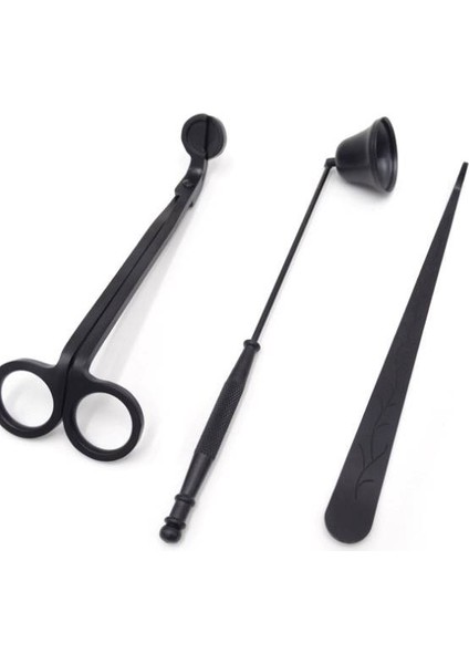 Mum Bakım Seti Fitil Mum Makası Söndürücü Siyah Metal 3'lü Set modelleri