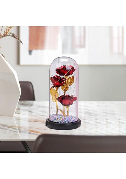 LED Işık Hediyeler ile Cam Kubbe Içinde Güzellik ve Canavar Gül Çiçek Kız Kırmızı indirimleri