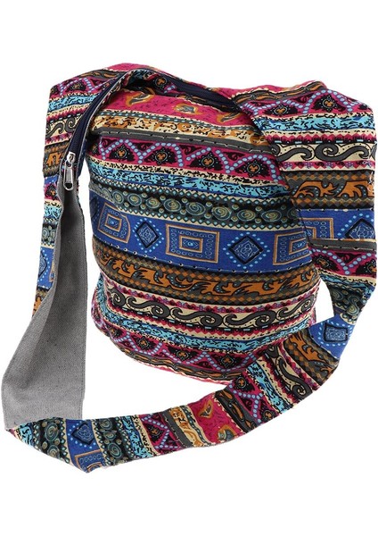 Bohemian Sling Crossbody Omuz Çantası Hippi Çingene Zip Üst Çanta Siyah