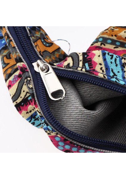 Bohemian Sling Crossbody Omuz Çantası Hippi Çingene Zip Üst Çanta Siyah