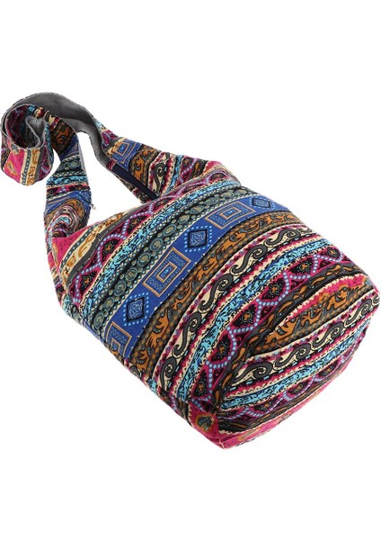 Bohemian Sling Crossbody Omuz Çantası Hippi Çingene Zip Üst Çanta Siyah