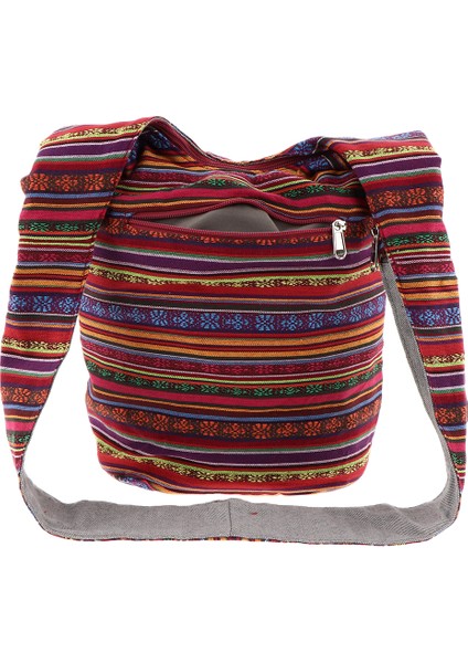 Bohemian Sling Crossbody Omuz Çantası Hippi Çingene Zip Üst Çanta Siyah(Yurt Dışından)