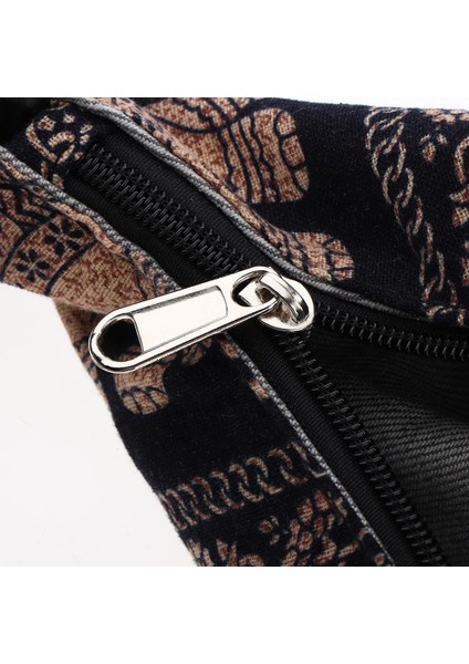 Bohemian Sling Crossbody Omuz Çantası Hippi Çingene Zip Üst Çanta Siyah