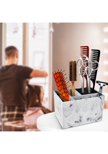 6 Slot Salon Stylist Styling Makas Klipler Tutucu Organizatör Vaka Mermer(Yurt Dışından)