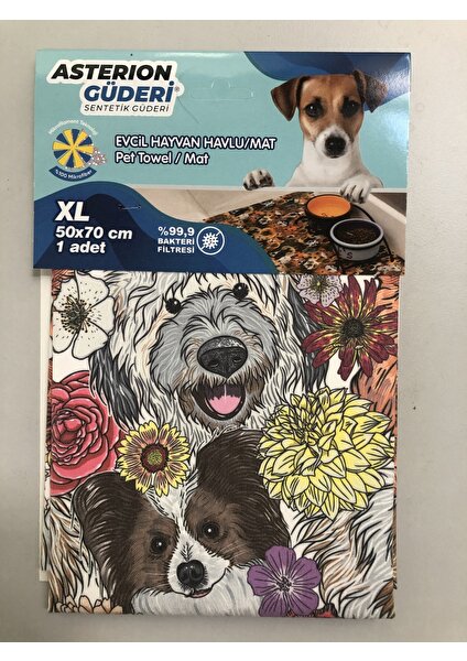 Fiyonk Desen Baskılı Pet Havlu ve Matı, Köpek - Kedi Kurulama ve Alt Örtüsü 50 x 70 cm