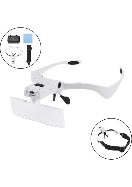 LED Işıkları ile Kafa Gözlük Büyüteç Değiştirilebilir Lens Lens 1x / 1.5x / 2x / 2.5x / 3.5x