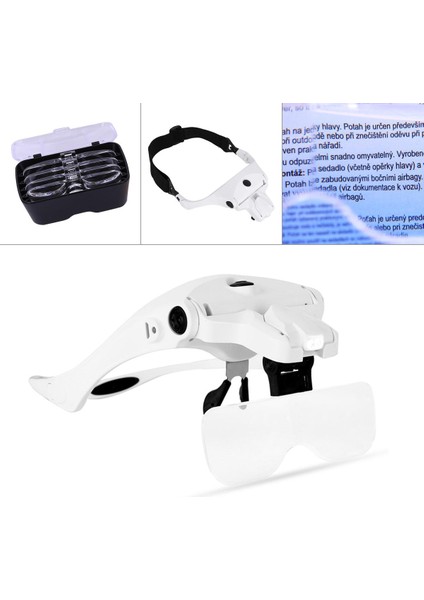 3.5x Ayarlanabilir Şarj Edilebilir Kafa Gözlük Büyüteç ile 2 LED Işıkları/usb Kablosu/5 Lens