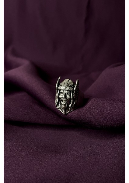 Viking Savaşçı Model Antik Mat Gümüş Kaplama Ayarlanabilir Yüzük