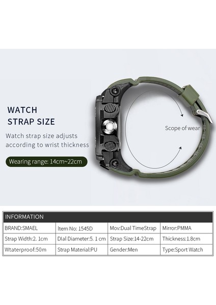 Erkek Çift Ekranlı Kol Saatleri Suya Dayanıklı Spor Saatler (Yurt Dışından)