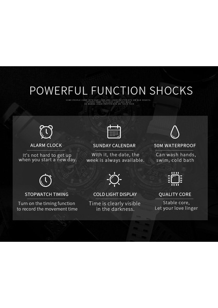 Erkek Çift Ekranlı Kol Saatleri Suya Dayanıklı Spor Saatler (Yurt Dışından)