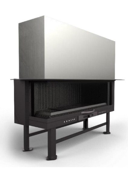 Asansörlü Çelik Şömine Haznesi Sol Açık 90 Lık