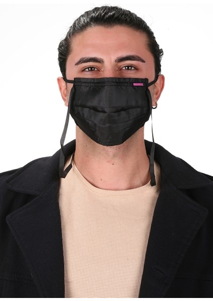 Gümüş Iyonlu Boyundan Askılı Yıkanabilir Düz Renkli Maske