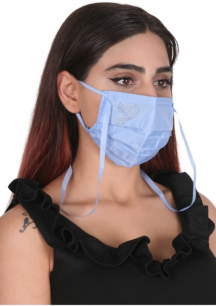 Gümüş Iyonlu Boyundan Askılı Yıkanabilir Taşlı Maske K-2