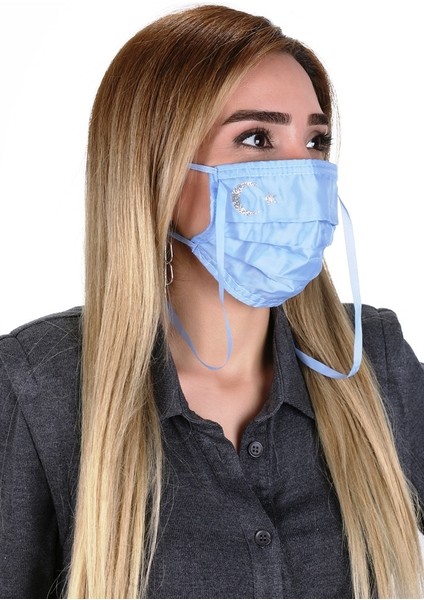 Gümüş Iyonlu Boyundan Askılı Yıkanabilir Baskılı Maske A-1b - Bayraklı