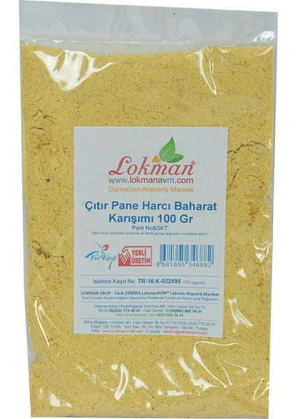 Çıtır Pane Harcı Baharat Karışımı 100 gr