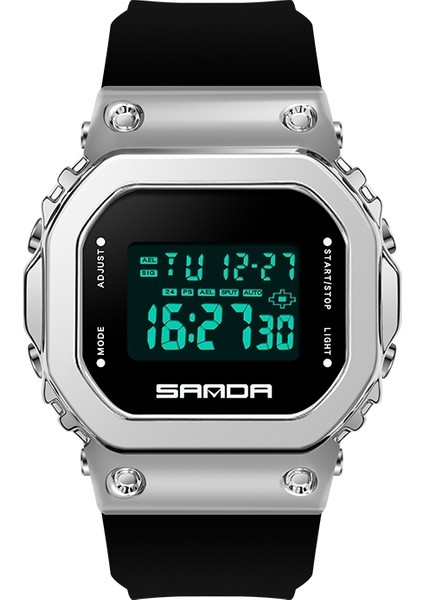 Sanda 9006 LED Dijital Ekran Kare Arama Spor Erkekler ve Kadınlar Için Elektronik Saat (Haki) (Yurt Dışından)