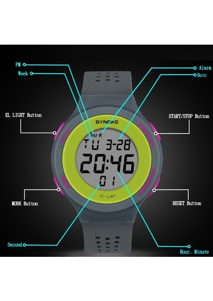 Sinin 67866 Su Geçirmez Spor Elektronik Saat (Sarı) (Yurt Dışından)