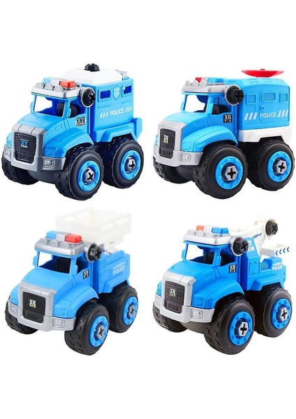 4pcs Çocuk Montaj Atalet Mühendisliği Araba Modeli Diecast Geri Çekin Araba Oyuncaklar (Yurt Dışından)