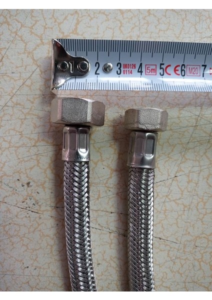 2 Adet 2 mt Çelik Örgülü 1/2x3/8 Bağlantı Hortumu Rekorlu