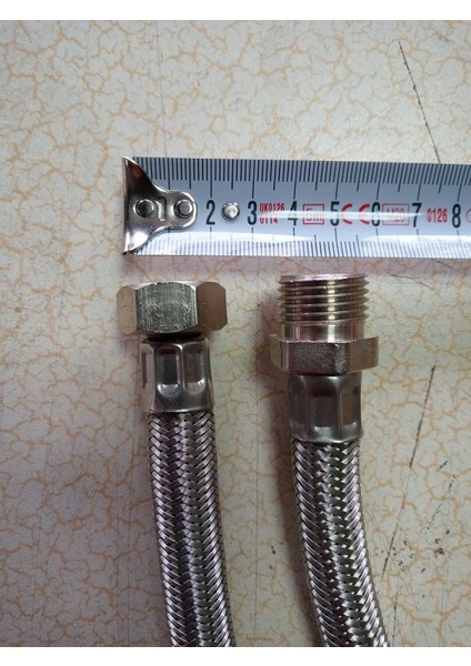 Kalın Çelik Örgülü 1/2 Bağlantı Hortumu Nipelli 70 cm 1 Adet