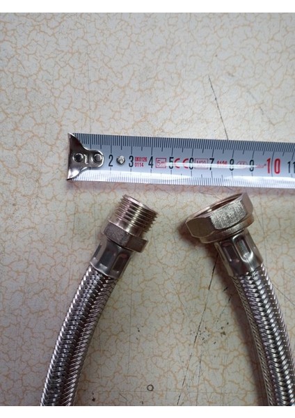 2 mt 3/4x1/2 Kalın Çelik Örgülü Bağlantı Hortumu Nipelli 1 Ad
