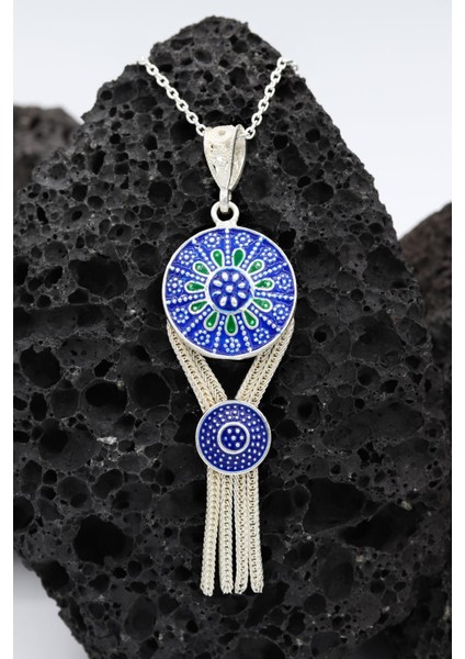 Mineli Mardin Hasırı Gümüş Kolye 009