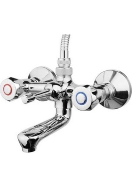 Topaç Banyo Bataryası Sıcak Soğuk Duvardan Girişli Topaç Tokmak Banyo Bataryası