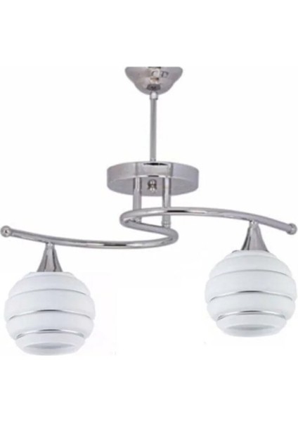 Fuji̇ Modern Krom Beyaz Gümüş Camli 2’li̇ Avi̇ze