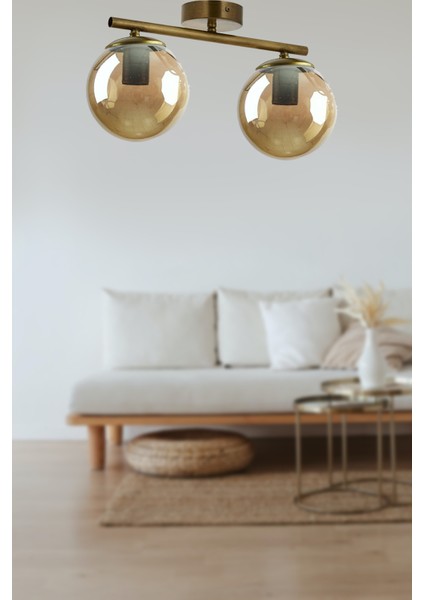 Nika Modern Eskitme Füme Cam Modern 2 Li Avize